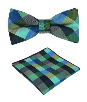 8802 Urban Tartan Plaid Check Styles Bow tie and Pocket Square Set Super